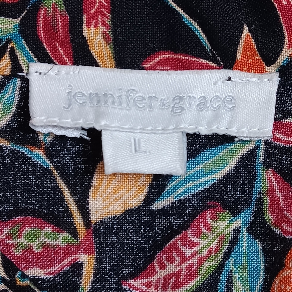 Brand: Jennifer & Grace. Floral Button-Up Blouse, Size L - Picture 4 of 5
